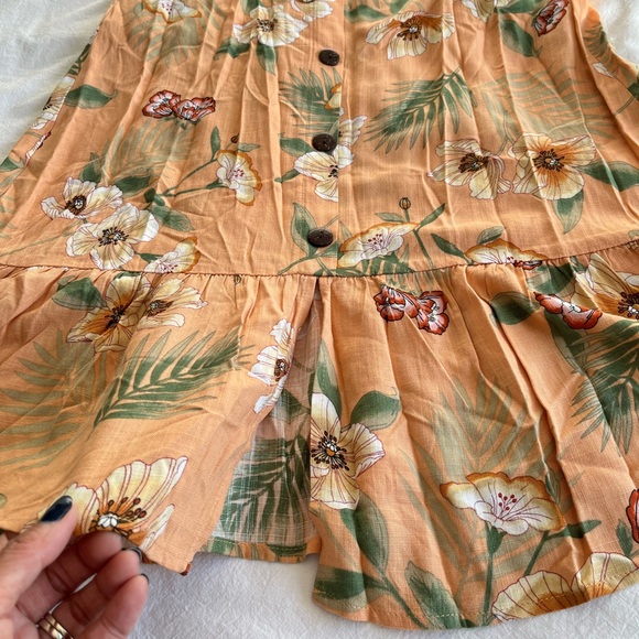 Monteau Los Angeles Tropical Floral Button-Front Midid Dress Sz M Cottagecore - Picture 10 of 16
